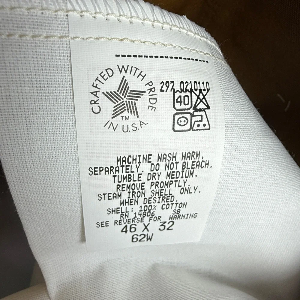 Carhartt 62W Double Front Work Dungaree Brown Duck Pants 46x32‎ USA NWT NOS